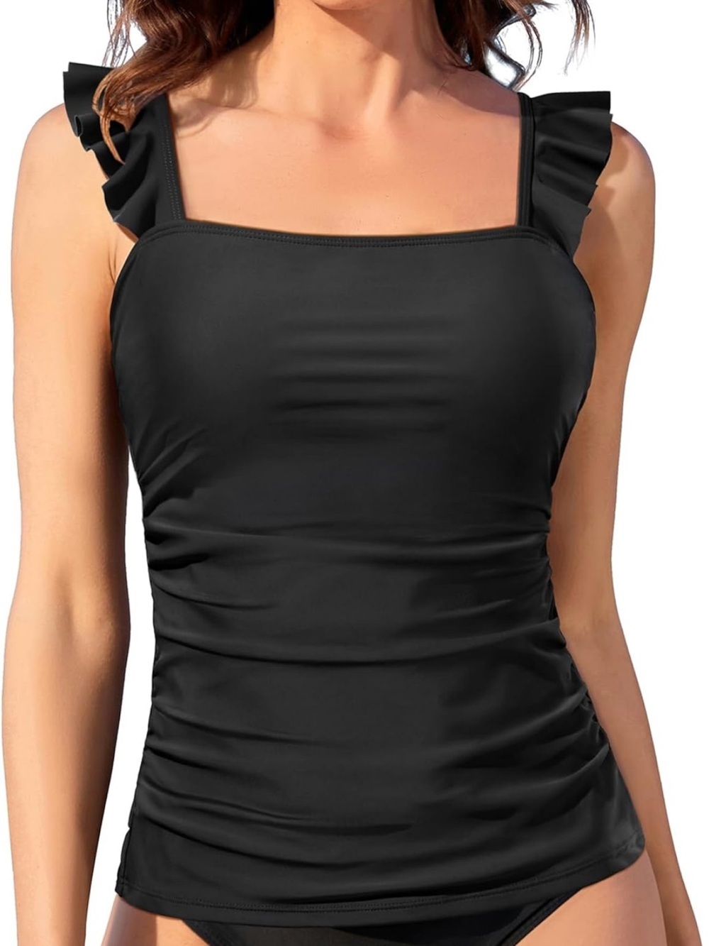 Tankini Top- Tummy Control Bathing Suit Swim Ruffle Top No Bottom 1379/12-1